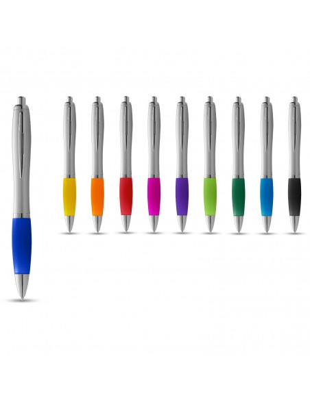 Nash ballpoint pen silver barrel and coloured grip