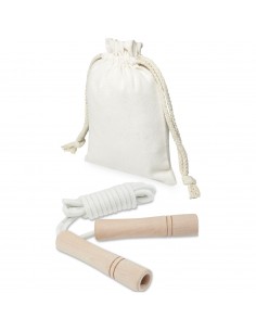 Denise wooden skipping rope in cotton pouch